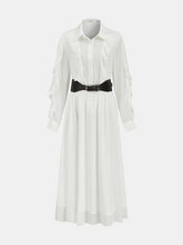 Ruffled Shirt and Midi Skirt Set with Belt